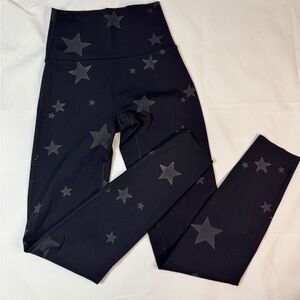 Pre-Owned Aerie Chill Play Move Black Star Print High Rise Leggings XS
